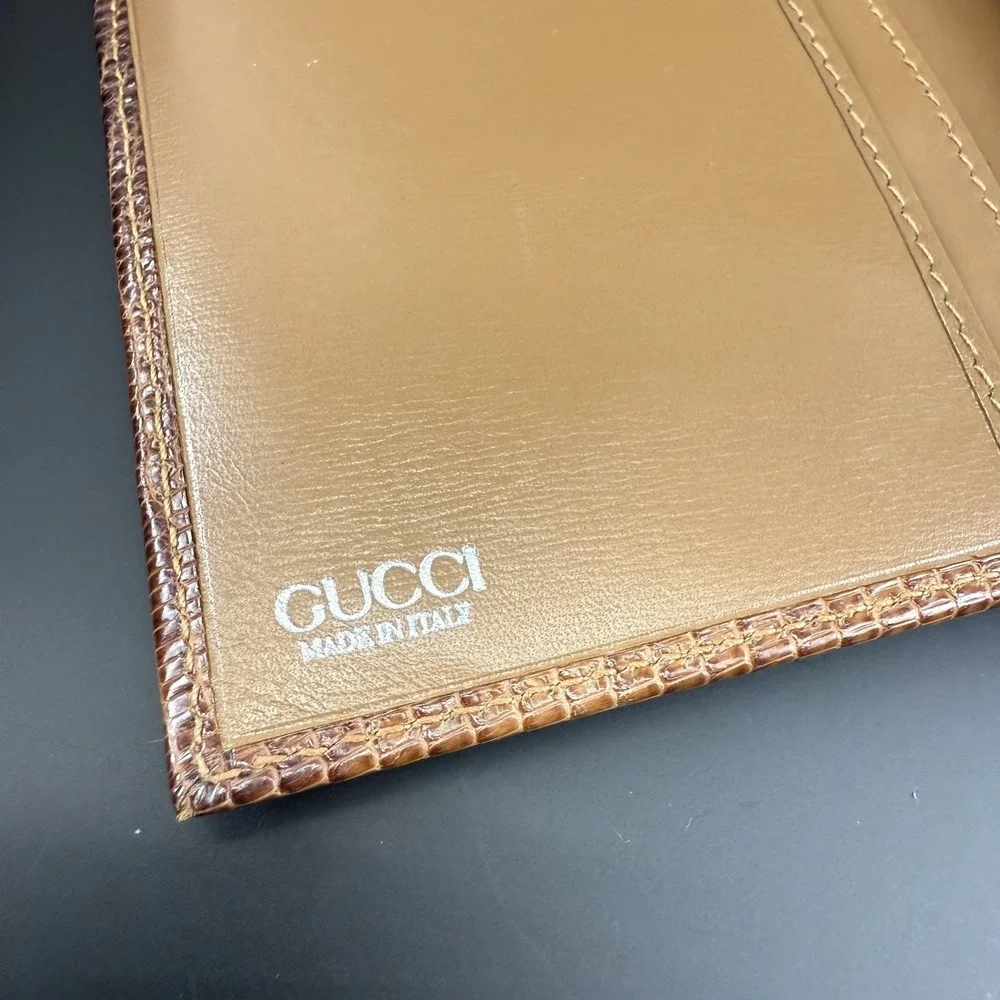 Vintage Gucci Lizard Wallet Sterling Silver 925 Hand Mano Clasp Box Rare 70s - Picture 12 of 16
